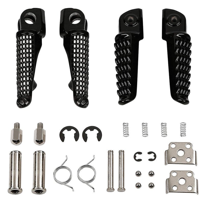 TCMI أوتاد قدم مسند القدمين الأمامي والخلفي للدراجة النارية TCMI مناسبة لـ Kawasaki ZX6R 2003-2011 Kawasaki Z750 Z1000 2007-2012، ZX14 2006-2013، ZZR1200 2000-2006، ZX-10R 2004-2012، ZX-9R 1998-2003 (أسود) - Image 1